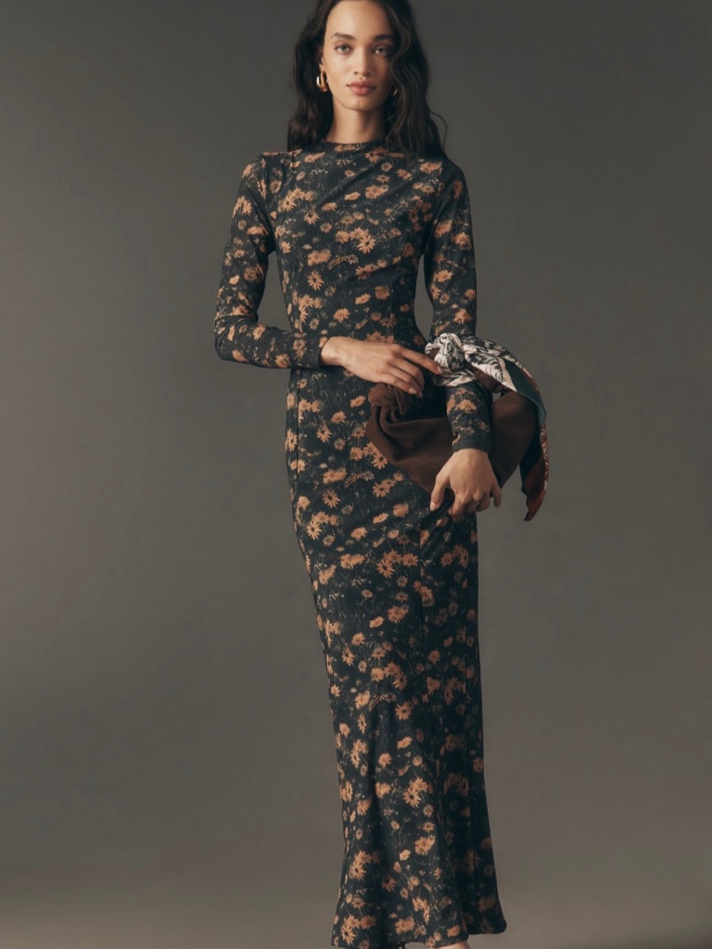 Anthropologie BHLDN Maxi Dress Long Sleeve Panel Mesh Dress Women's size L